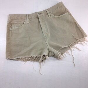 Hudson Size 33 | Lori Tan Beige High Rise Button Fly Raw Hem Denim Shorts Womens